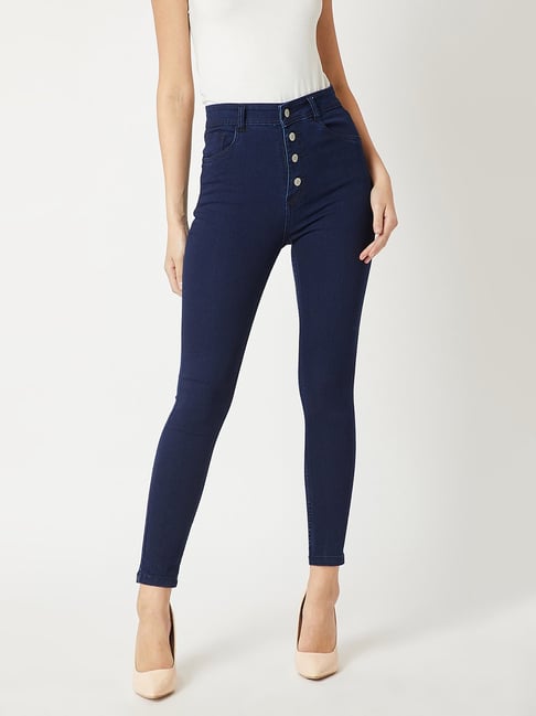 Buy Miss Chase Navy Skinny Fit High Rise Jeans for Women Online