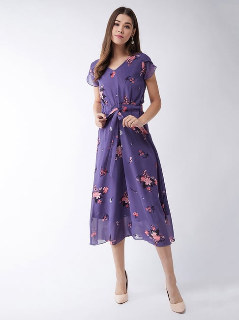 Buy online Purple Floral Printed Tiered Dress from western wear for Women  by Moomaya for ₹1369 at 63% off | 2024 Limeroad.com