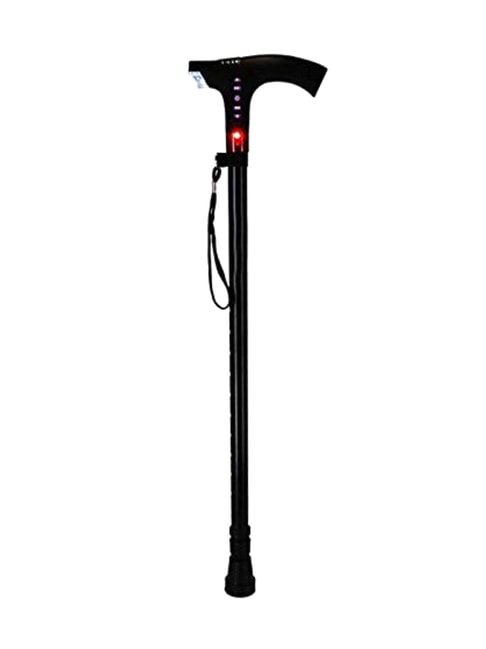MCP Jindal Smart Walking Stick with FM Radio, Siren and Torch (Black)