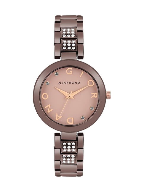 GIORDANO Fashion - Curve LED Watch - Alarm/Yellow/ Brown leather