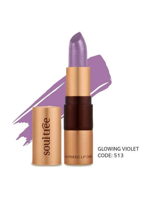 SoulTree Ayurvedic Lipstick - Glowing Violet 513 - 4 gm | Organic Lipstick