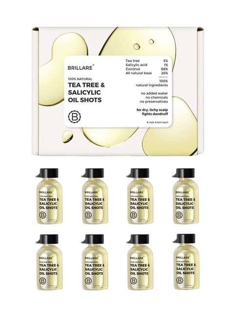 Brillare Tea Tree & Salicylic Oil Shots for Dry & Itchy Scalp to Fights Dandruff - 6 ml x 8 Vials