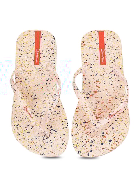 Buy Ipanema Women's Splash Fem Beige Orange Flip Flops for Women