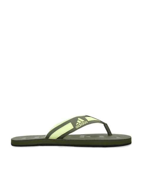 Green adidas online slippers