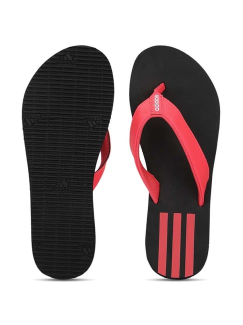 Red adidas flip discount flops