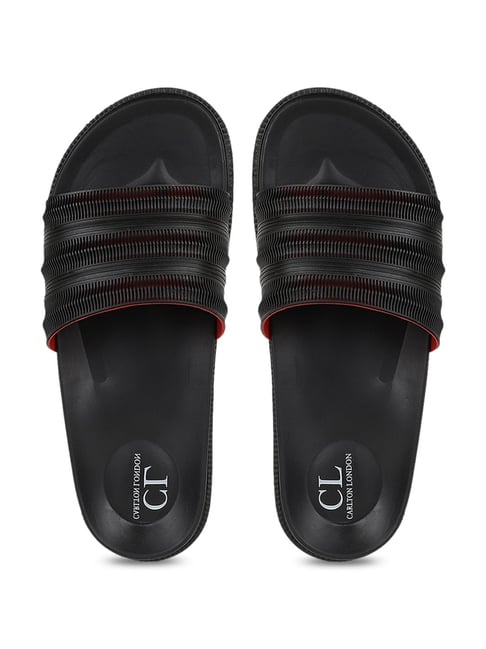 Carlton London Men's Black Slides