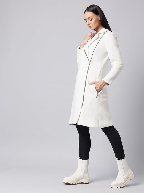 Buy DOLCE CRUDO Off White Full Sleeves Coat for Women's Online