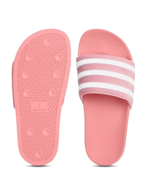 Pink and white adidas sliders best sale