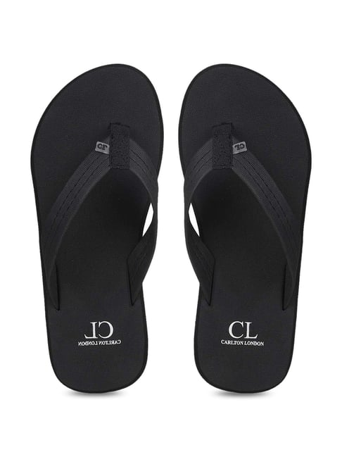 Buy Carlton London Men's Ink Black Flip Flops for Men at Best
