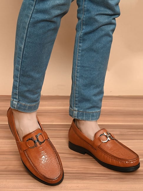 Mens tan slip hot sale on loafers