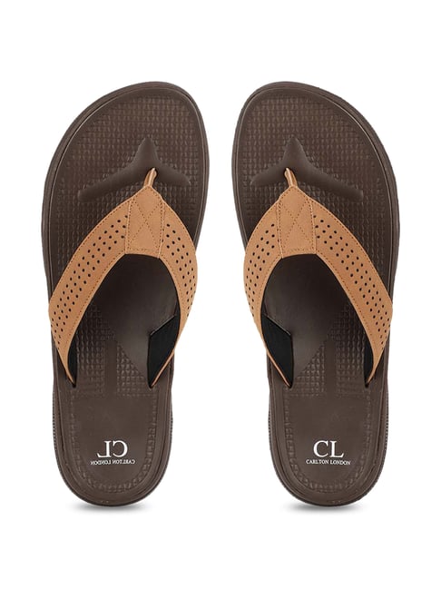 Buy Carlton London Men's Tan Flip Flops for Men at Best Price