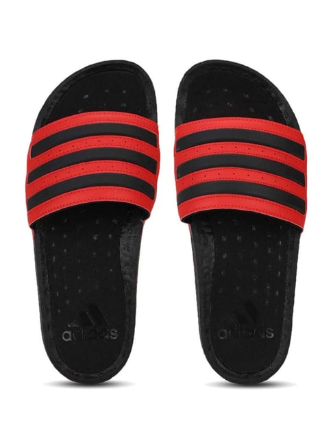 adidas Men's ADILETTE BOOST Unisex Vivid Red Black Slides