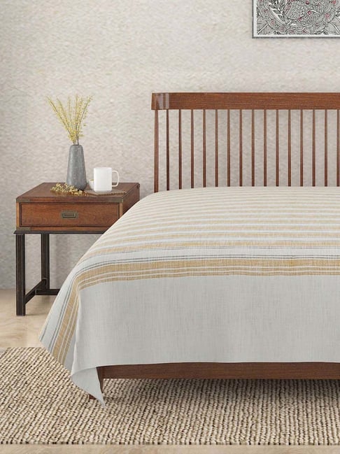 Fabindia Home Ihania Woven Yellow 48 TC Cotton Single Size Bed Cover