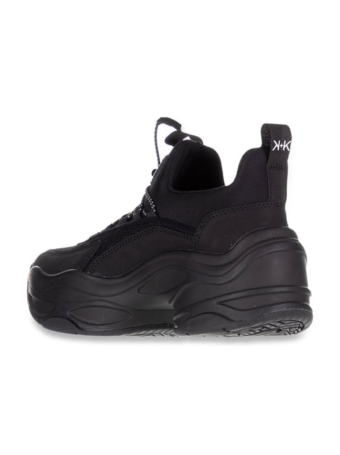Chunky-sole leather sneakers, black | 