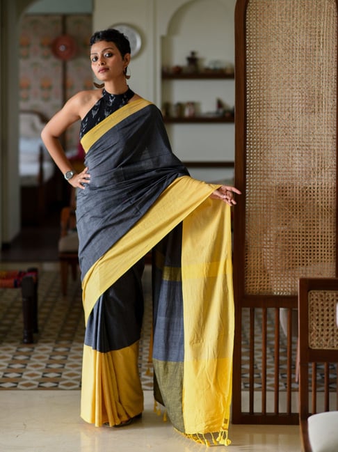 Lemon Yellow Banarasi Gold & Silver Zari with Resham Meena Kadhuan Brocade  Handwoven Katan Silk Saree - By HolyWeaves, Benares