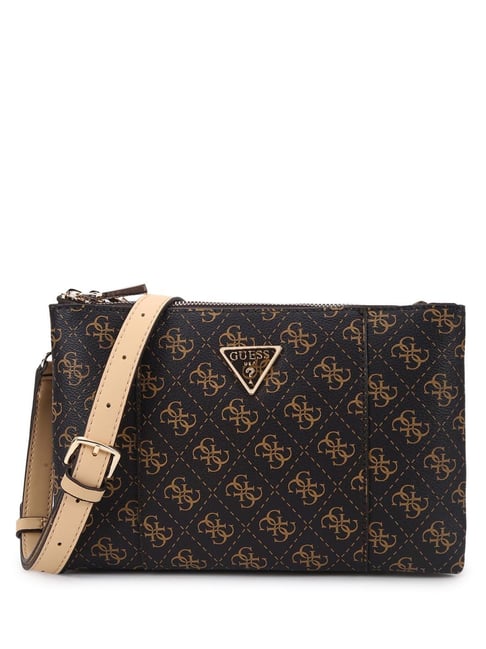GUESS Crossbody Bag 'NOELLE II DBL POUCH CROSSBODY' in Brown, Cappuccino | ABOUT YOU