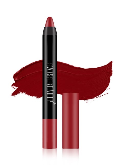 SWISS BEAUTY Non Transfer Matte Crayon Lipstick Ash Red - 3.5 gm-image-8