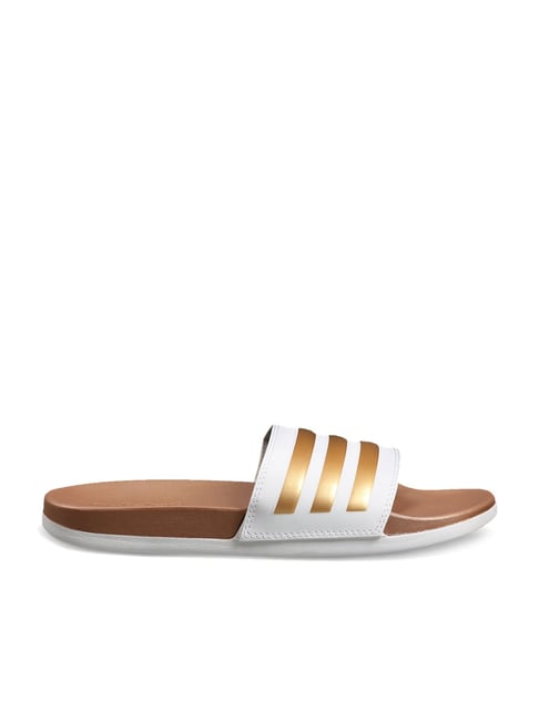 White adidas adilette online slides