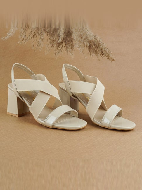 London Rag Women s Beige Cross Strap Sandals