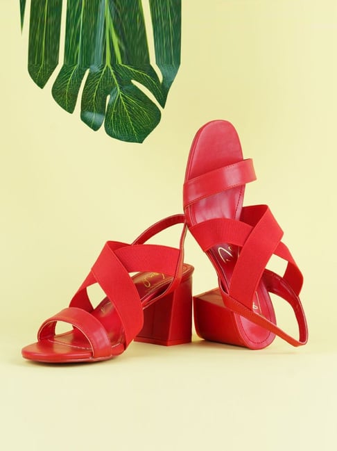 Red block heel discount sandals