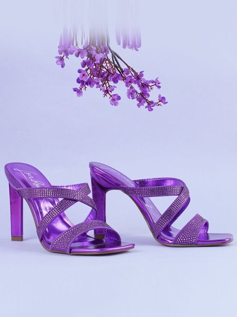 Buy Purple Heeled Sandals for Women by Fabbhue Online | Ajio.com