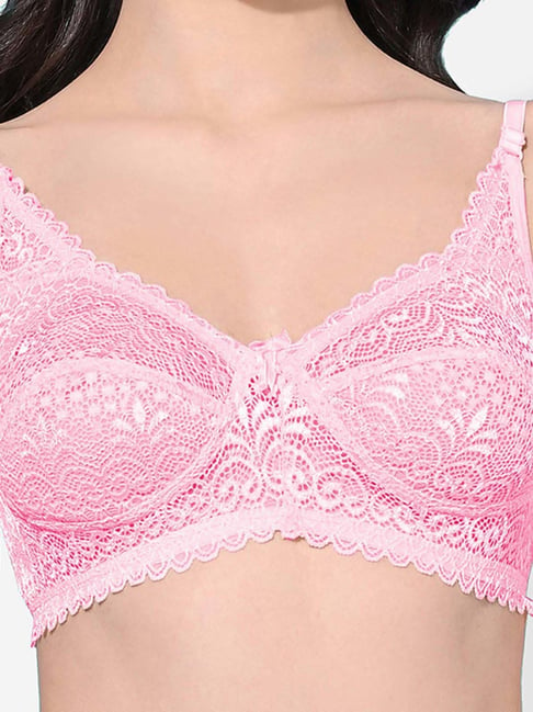 FIMS: Fashion is my Style Beige & Pink Lace Work Bralette Bras - Pack Of 2