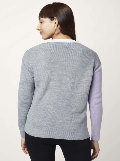 Annabelle by Pantaloons Grey Jacquard Pattern Sweater