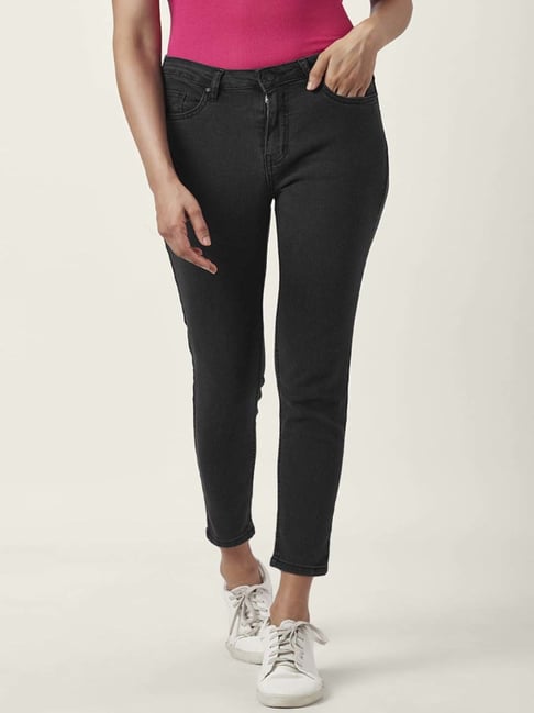 People by Pantaloons Grey Cotton Mid Rise Jeans