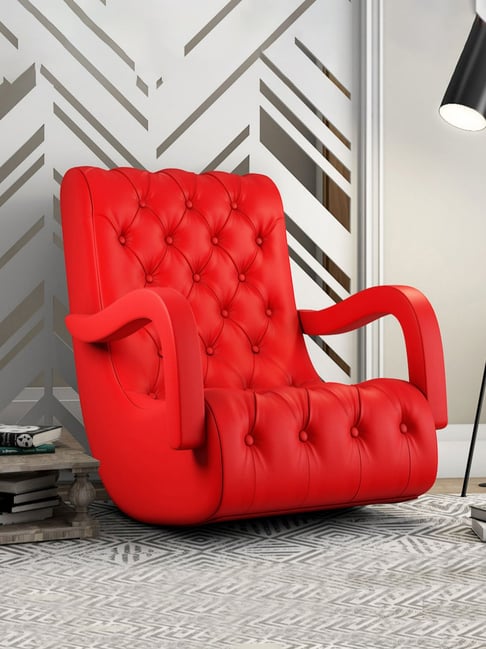 Buy Durian Bid Red Premium Leatherette Rockers Chair at Best Price