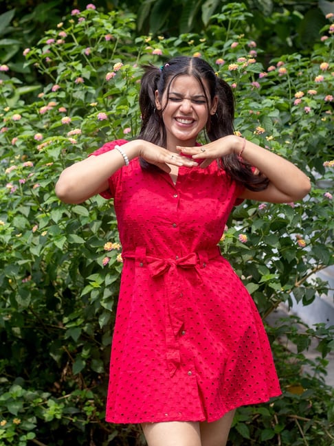 Girls red dress shirt online