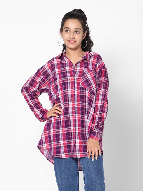 TeenTrums Girls Multicolor Checks Full Sleeves Shirt Top-picture-25