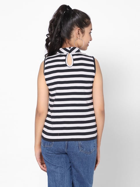 Girls black and outlet white striped top