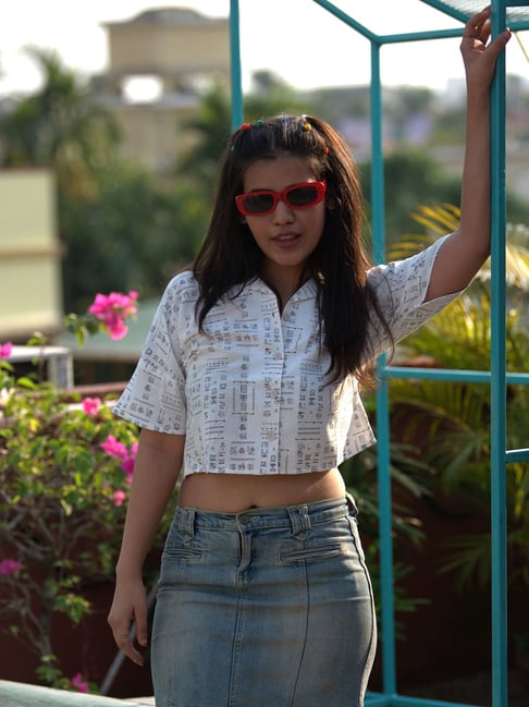 TeenTrums Girls White Printed Crop Top-picture-23