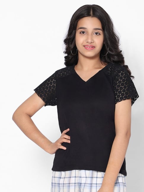 Girls black shop lace top