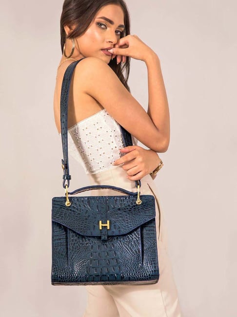 Buy HIDESIGN Blue Zipper Closure Leather Womens Casual Sling Bag | Shoppers  Stop