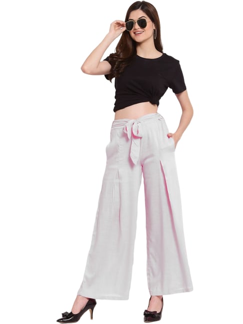 PATRORNA Pink Loose Fit Mid Rise Palazzos