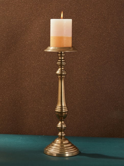 Fabindia Home Inaaya Bronze Metal Pillar Candle Holder-image-31