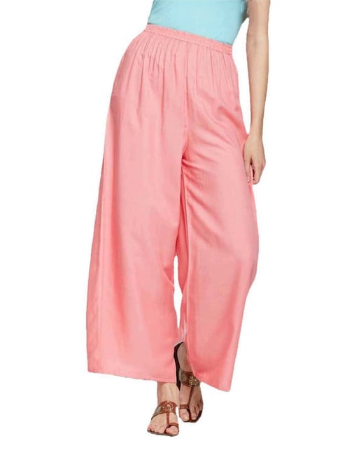 Pink Basic Elastic Waist Wide Leg Pants– PinkBlush