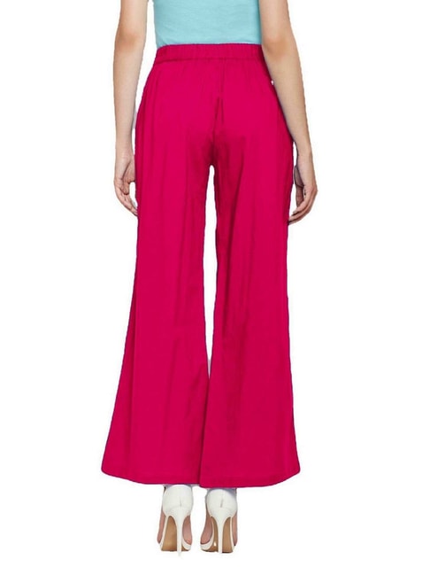 PATRORNA Pink Loose Fit Mid Rise Palazzos