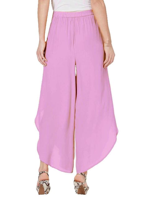 PATRORNA Pink Loose Fit Mid Rise Palazzos