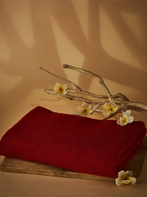 Fabindia Home Hanah Red Cotton Bath Towel