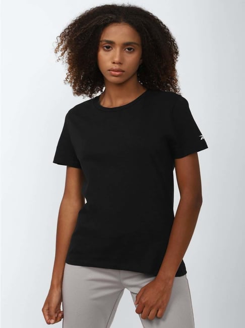 Reebok Black Cotton Sports T-Shirt-image-4