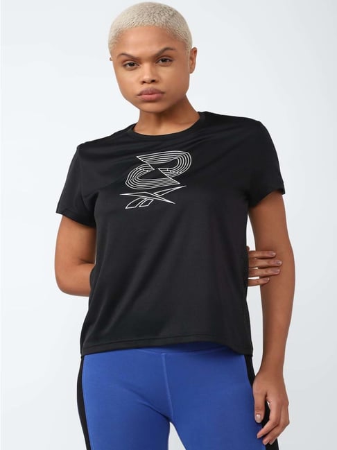 Reebok Black Graphic Print Sports T-Shirt-image-44