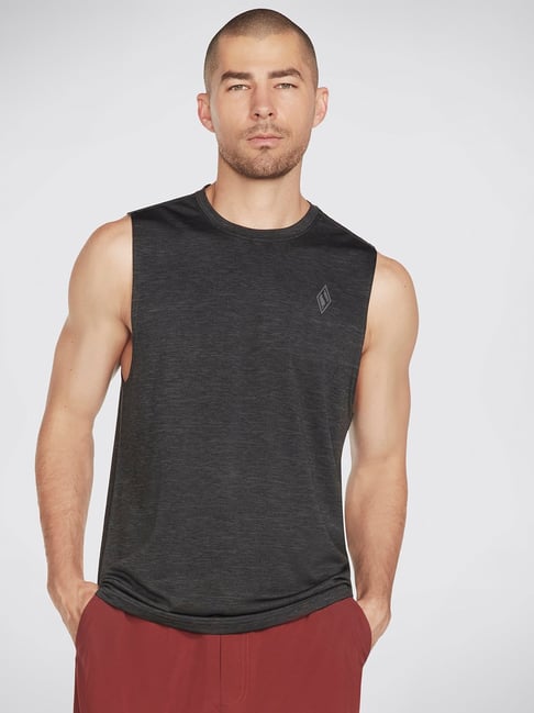 Skechers Black Regular Fit Sports Tank T-Shirt-picture-29
