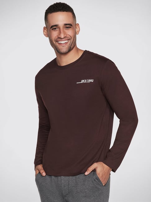 Skechers t shop shirt mens brown