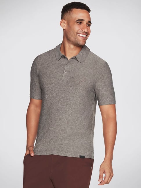 Skechers polo sale shirt mens grey