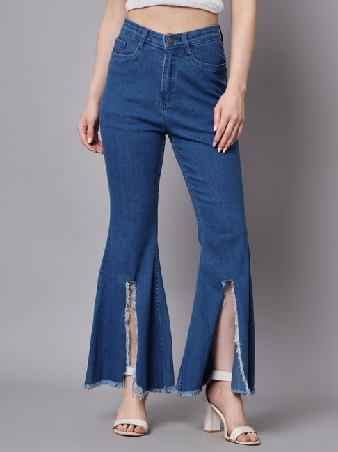 Buy The Dry State Blue High Rise Bootcut Jeans for Women Online @ Tata CLiQ