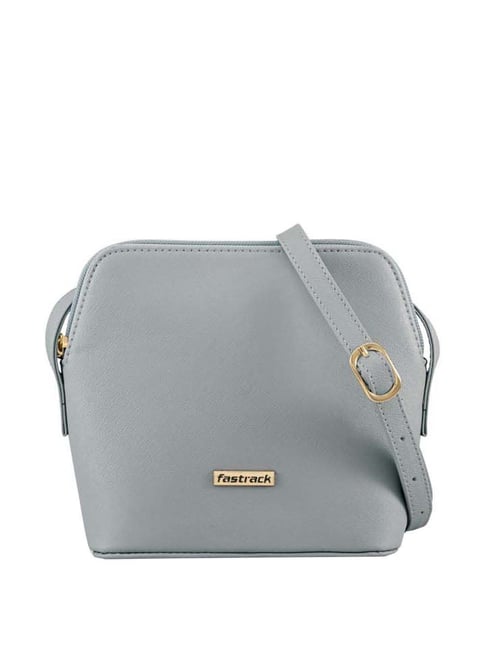 Grey Leather Reporter comfortable small bag