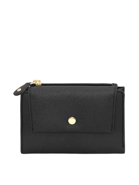 Buy Fastrack Black Solid Tri-Fold Wallet for Women Online At Best