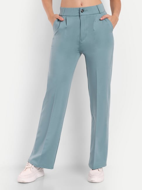 Shop WES Formals Blue SlimFit Trousers Online  Westside
